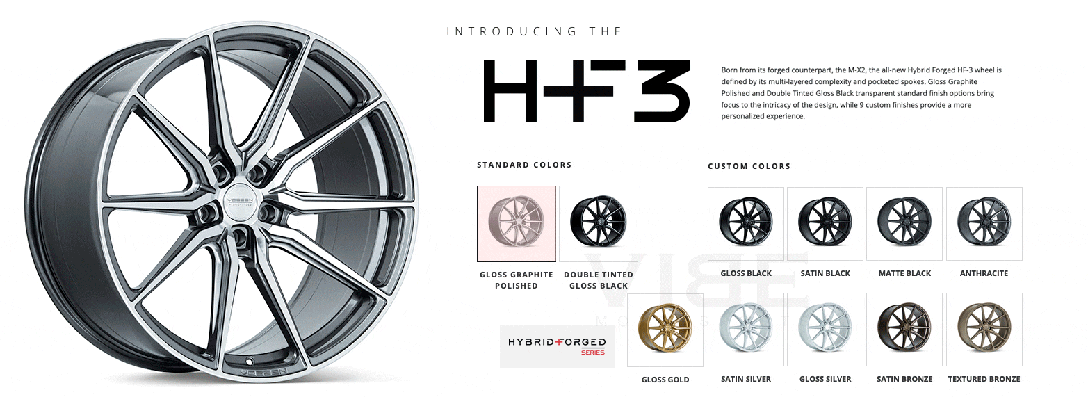 S650 Mustang Vossen HF-1 HF-2 HF-3 HF-4T HF-5 HF-7| Hybrid Forged Series | Member Pricing | Team VIBE vossen-hf3-all-finishes-rotating (1)