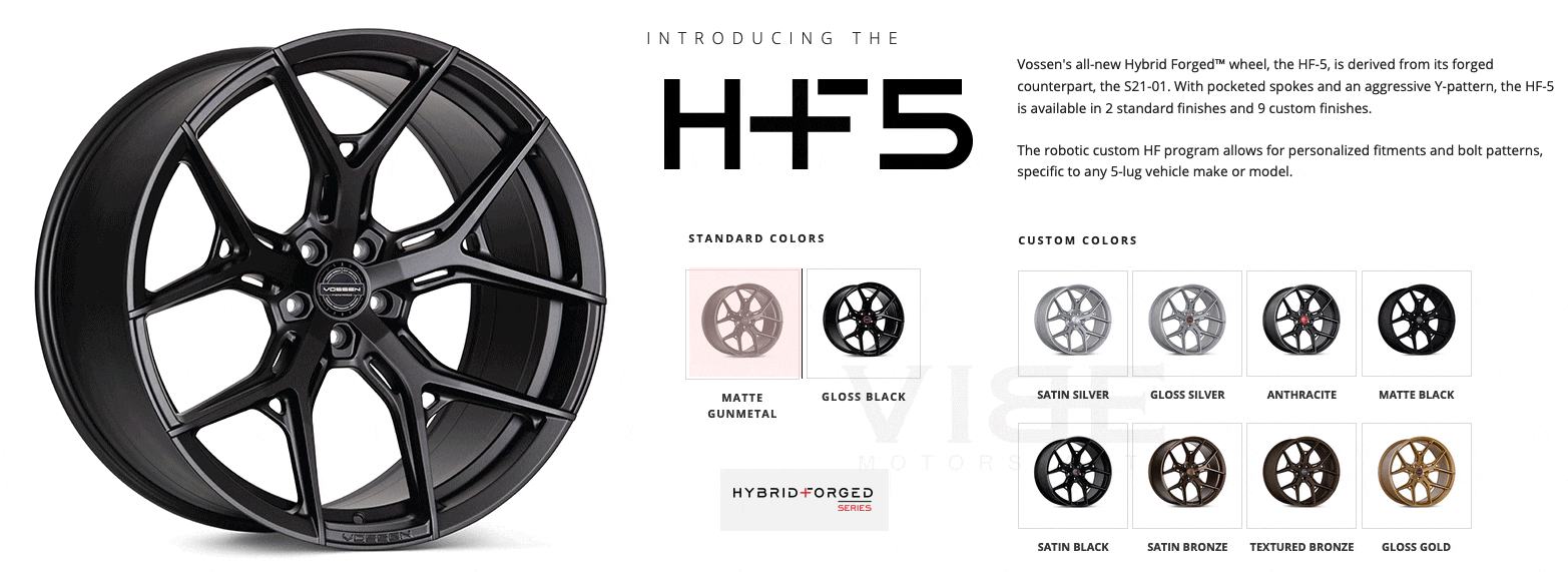 S650 Mustang Vossen HF-1 HF-2 HF-3 HF-4T HF-5 HF-7| Hybrid Forged Series | Member Pricing | Team VIBE vossen-hf5-all-finishes-rotatin