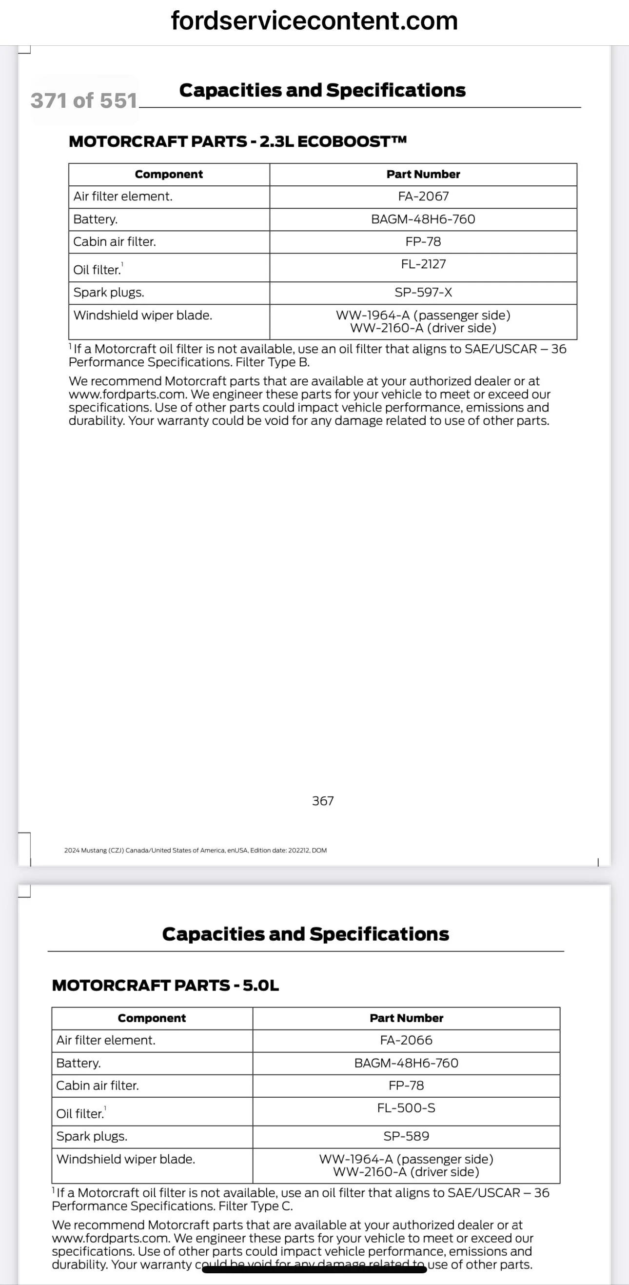 S650 Mustang Motorcraft Oil Filter Question for 2.3 Ecoboost IMG_3583