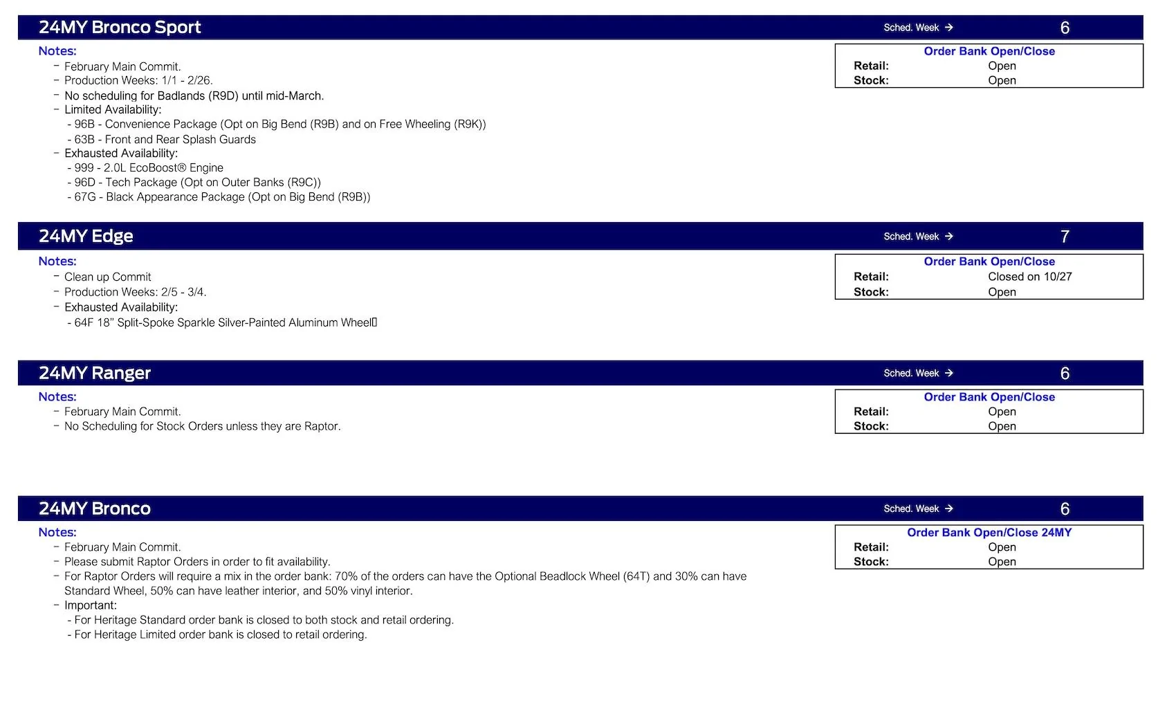 S650 Mustang 2024 Mustang February Clean Up Commitment Scheduling This Week (12/14/23) for Production Weeks 1/1/24 - 2/26/24 Ford Scheduling Notes - 12.11.23-2