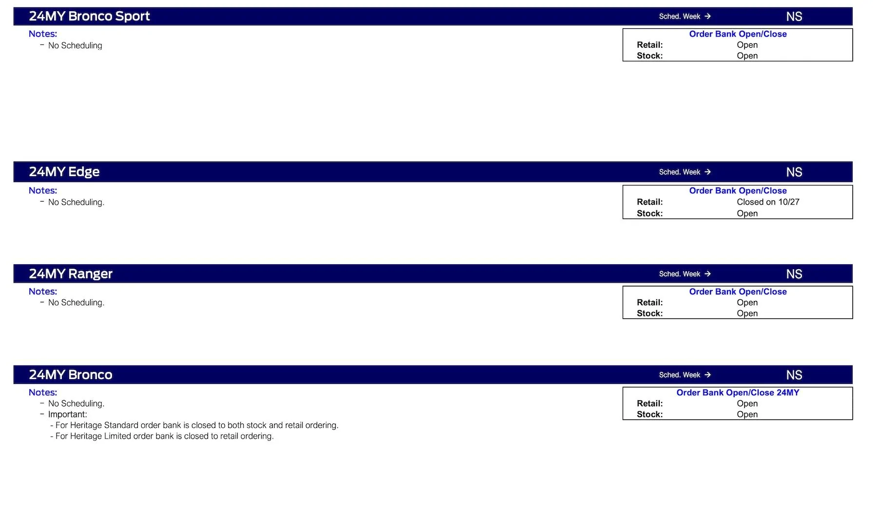 S650 Mustang 2024 Mustang No Scheduling This Week (12/21/23) Ford Scheduling Notes - 12.18.23-2