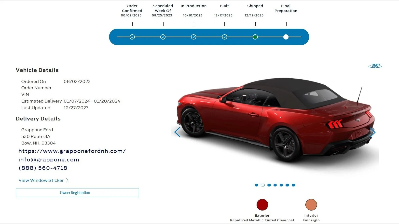 S650 Mustang Newbie - my order Order Track