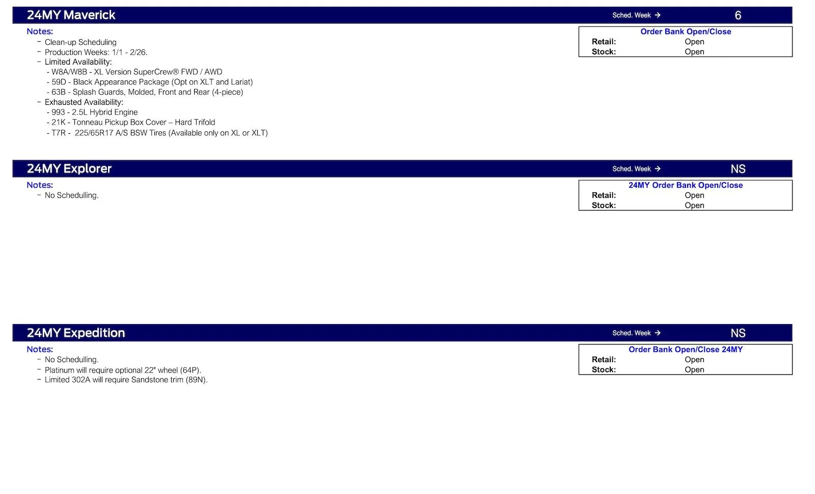 S650 Mustang 2024 Mustang Not Scheduling This Week (1/11/24) Ford Scheduling Notes - 1.8.24-3