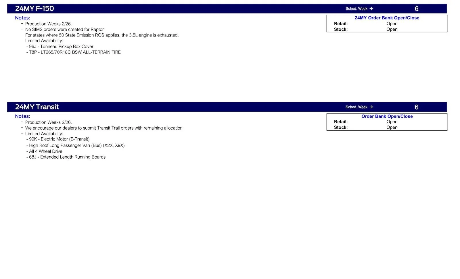 S650 Mustang 2024 Mustang Not Scheduling This Week (1/11/24) Ford Scheduling Notes - 1.8.24-5