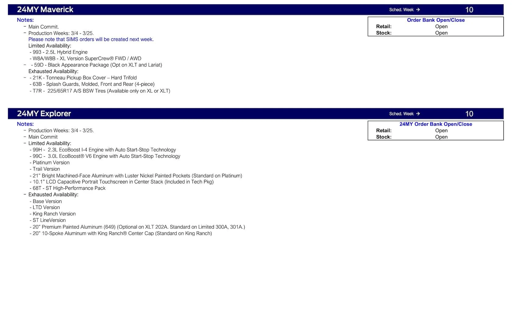 S650 Mustang 2024 Mustang Main Commit Scheduling This Week (1/25/24) for Production Weeks 3/4 - 3/25 Ford Scheduling Notes - 1.22.24-13