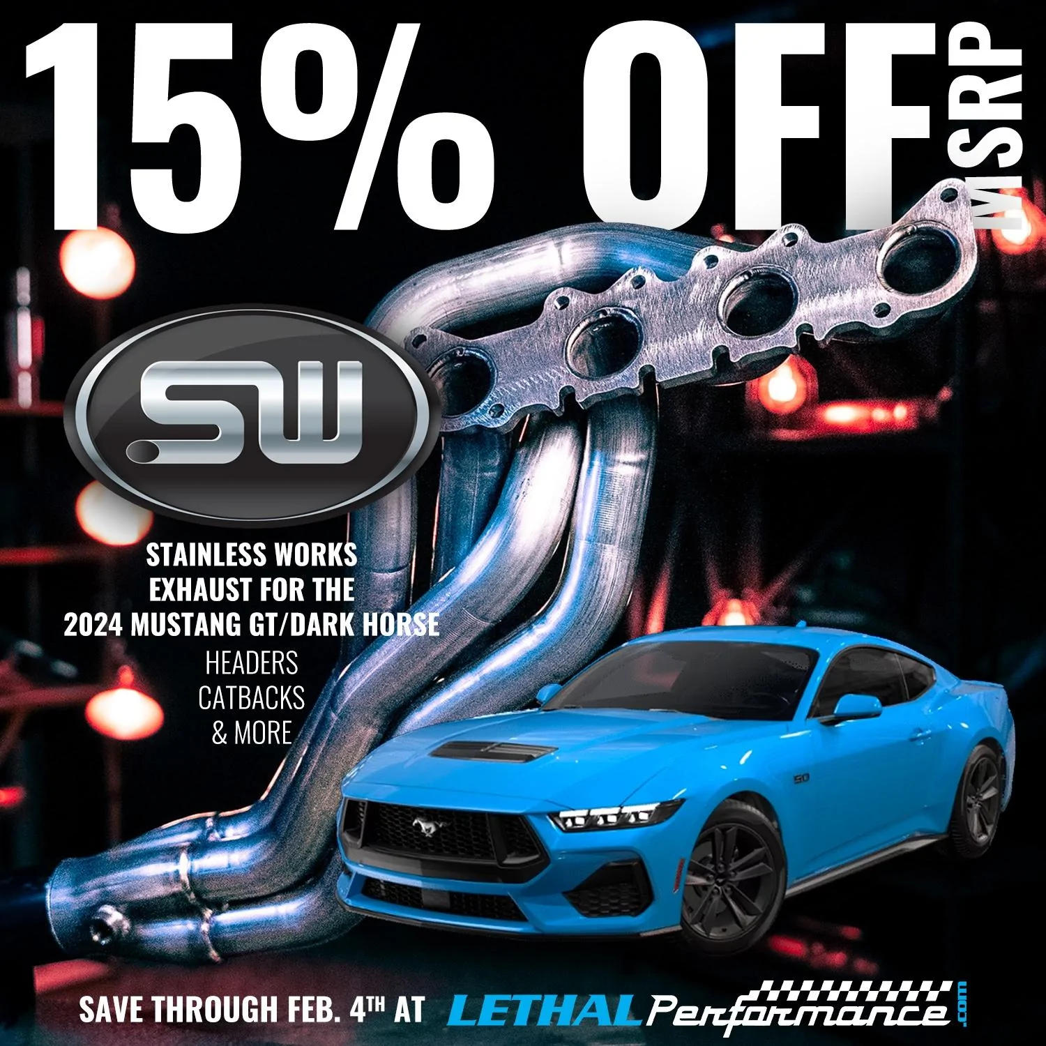 S650 Mustang Stainless Works 15% SALE for 2024 Mustang here at Lethal Performance! StainlessWorks
