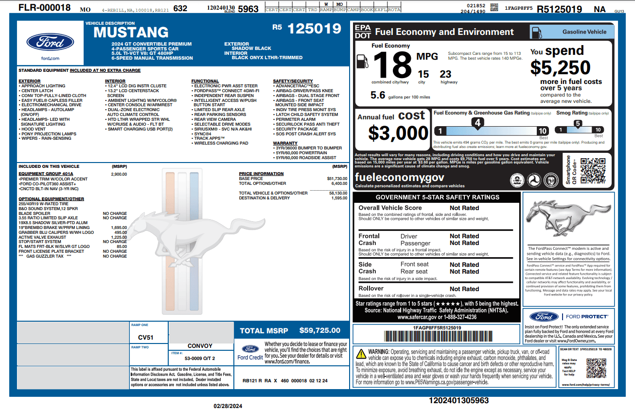S650 Mustang Found a GT Manual with start/stop Screenshot 2024-02-28 145420