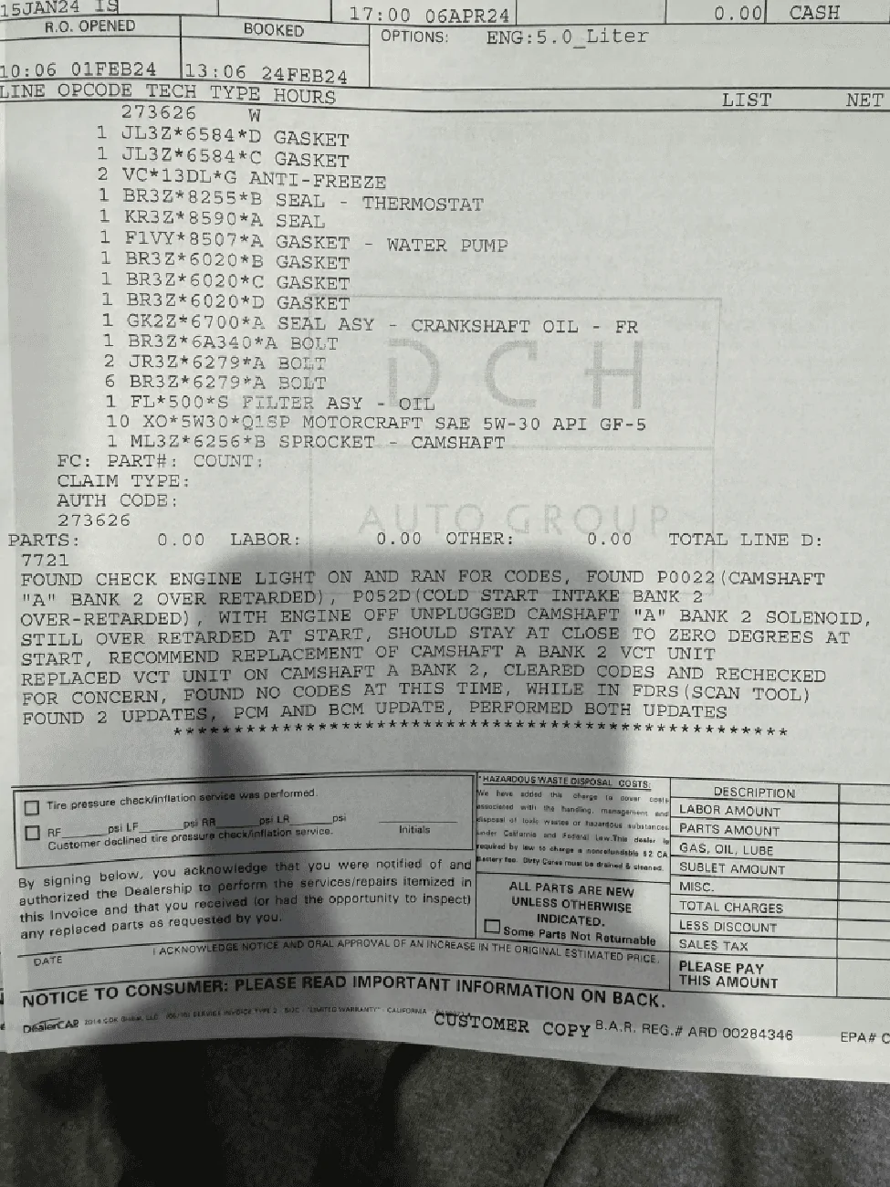 S650 Mustang Check engine light came on. 24 GT 6spd 7600mi IMG_0158