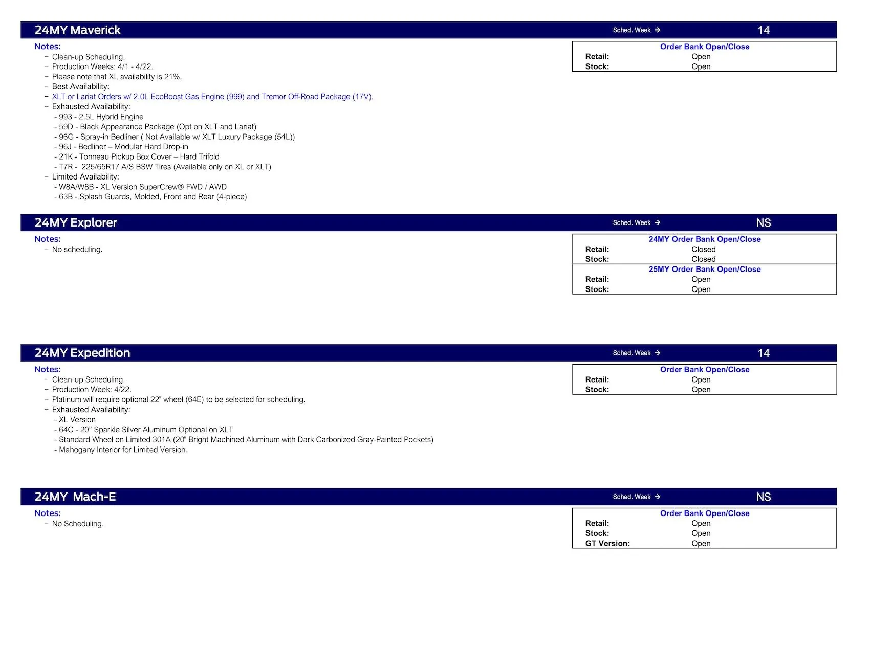 S650 Mustang 2024 Mustang No Scheduling This Week (3/7/24) Ford Scheduling Notes - 3.4.24-2