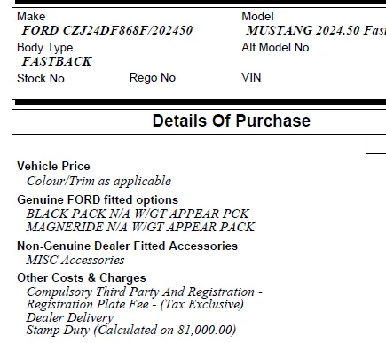 S650 Mustang What are you ordering? Mustang Order