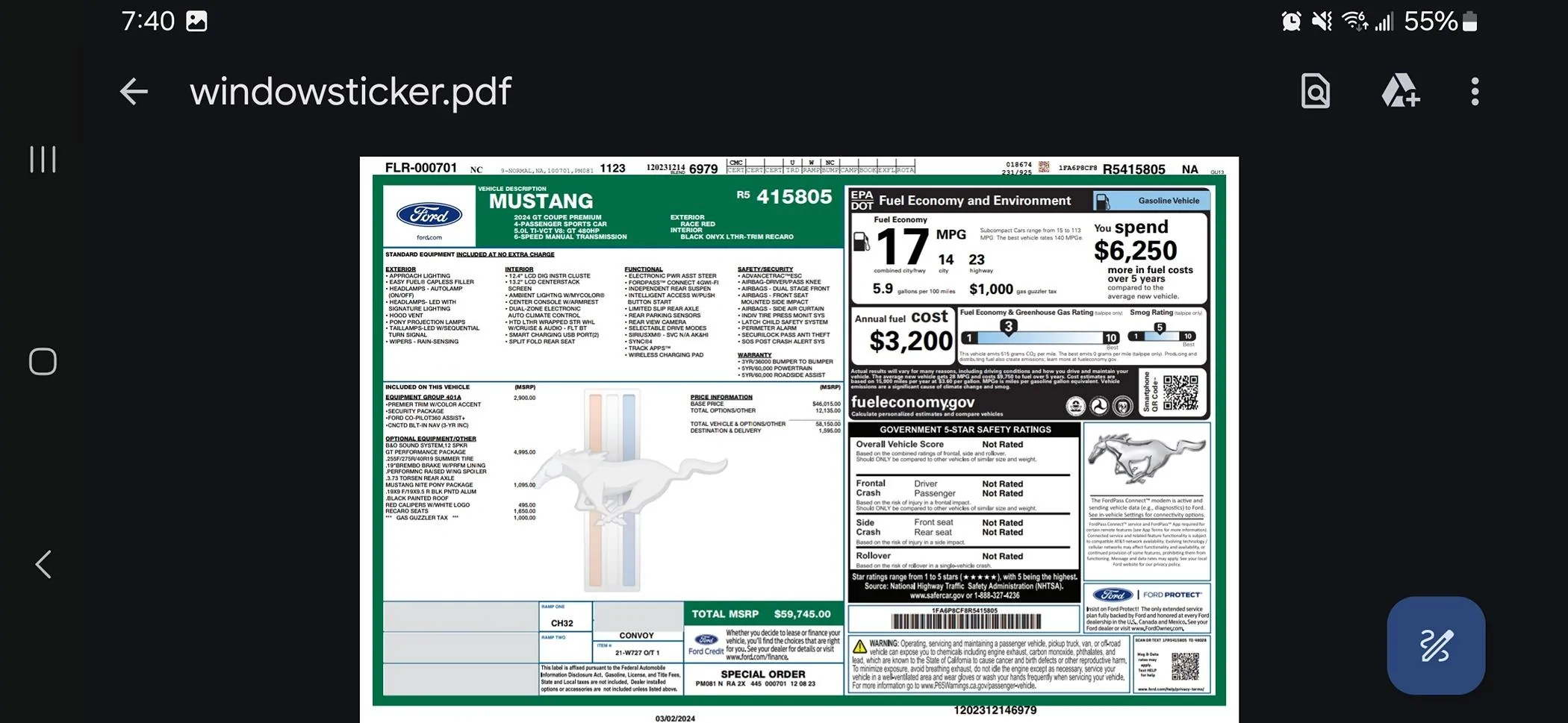 S650 Mustang 2024 Mustang GT Premium PP Screenshot_20240303_194037_Driv