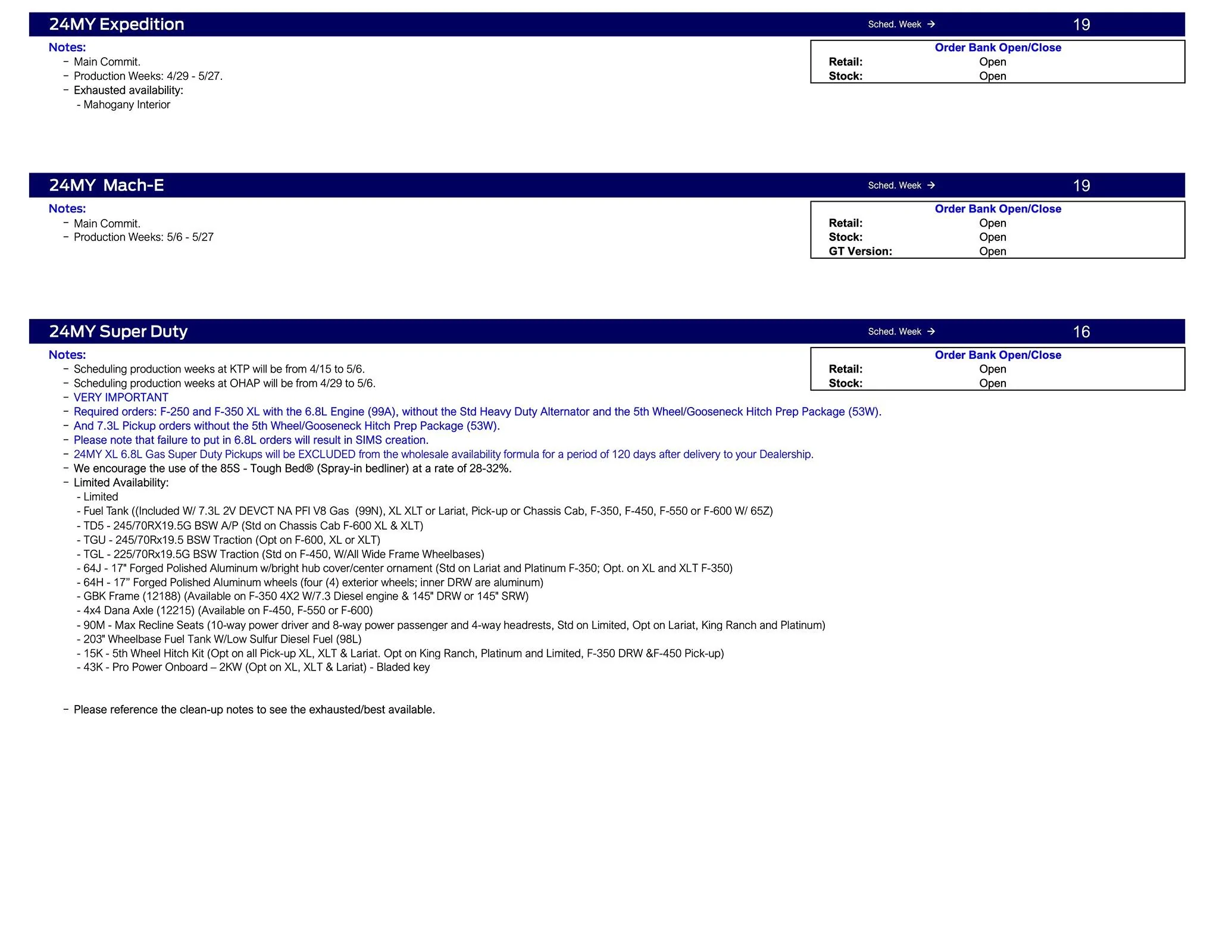 S650 Mustang 2024 Mustang Scheduling This Week (3/21/24) for Production Weeks 4/29 - 5/27 Ford Scheduling Notes - 3.18.24-3