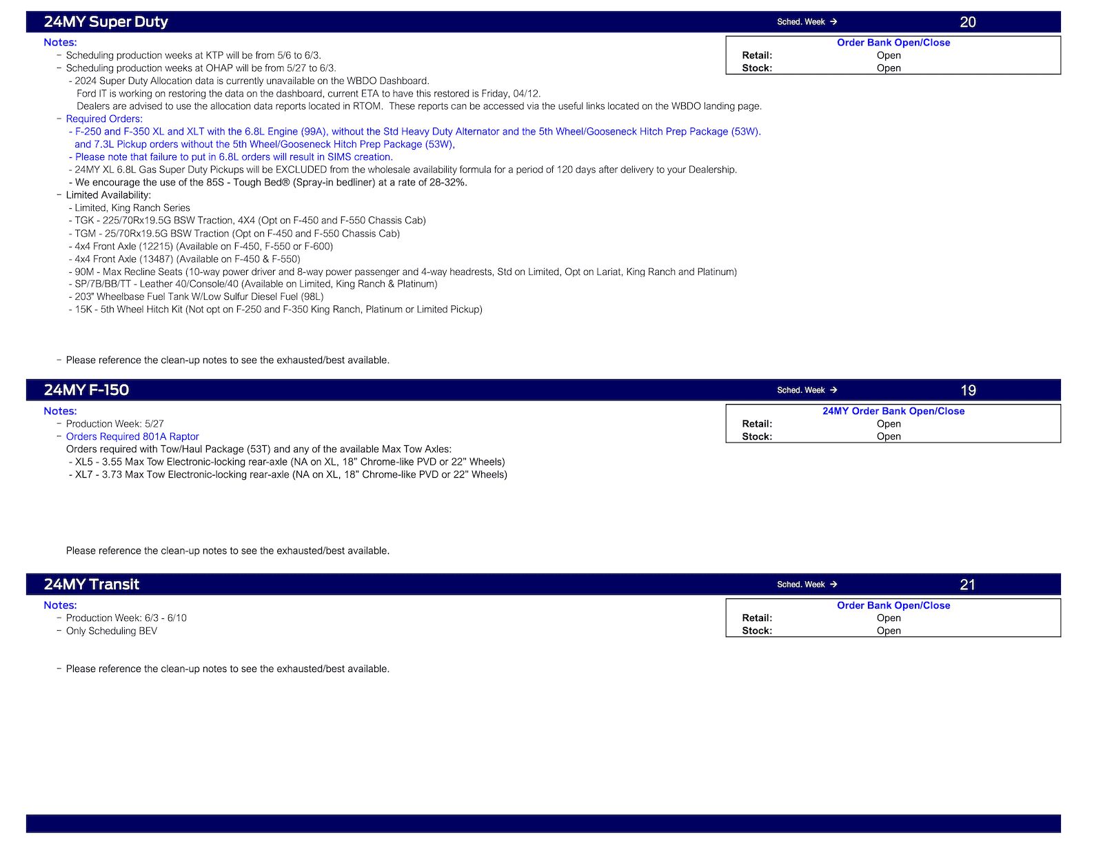 S650 Mustang 2024 Mustang Scheduling This Week (4/11/24) for Production Weeks 6/3 - 6/24 Ford Scheduling Notes - 4.8.24 -3
