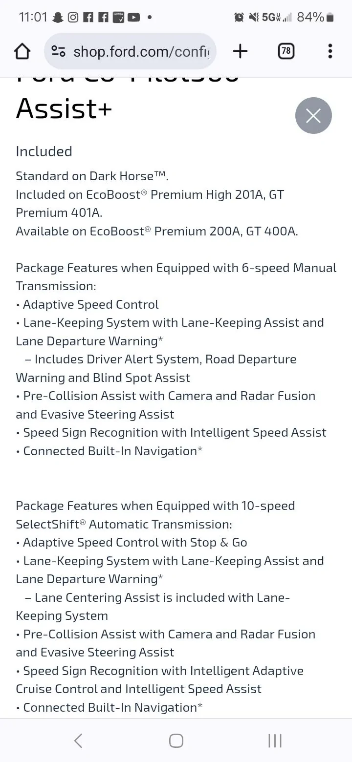 S650 Mustang Drivers Assist 1000018025