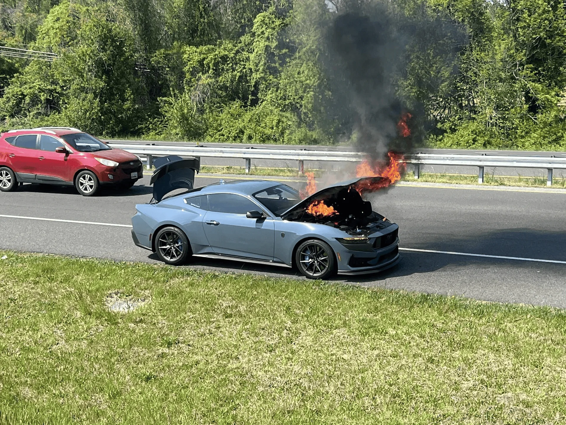 S650 Mustang Dark Horse on fire and burns down (from stuck clutch) 1713484505415-png