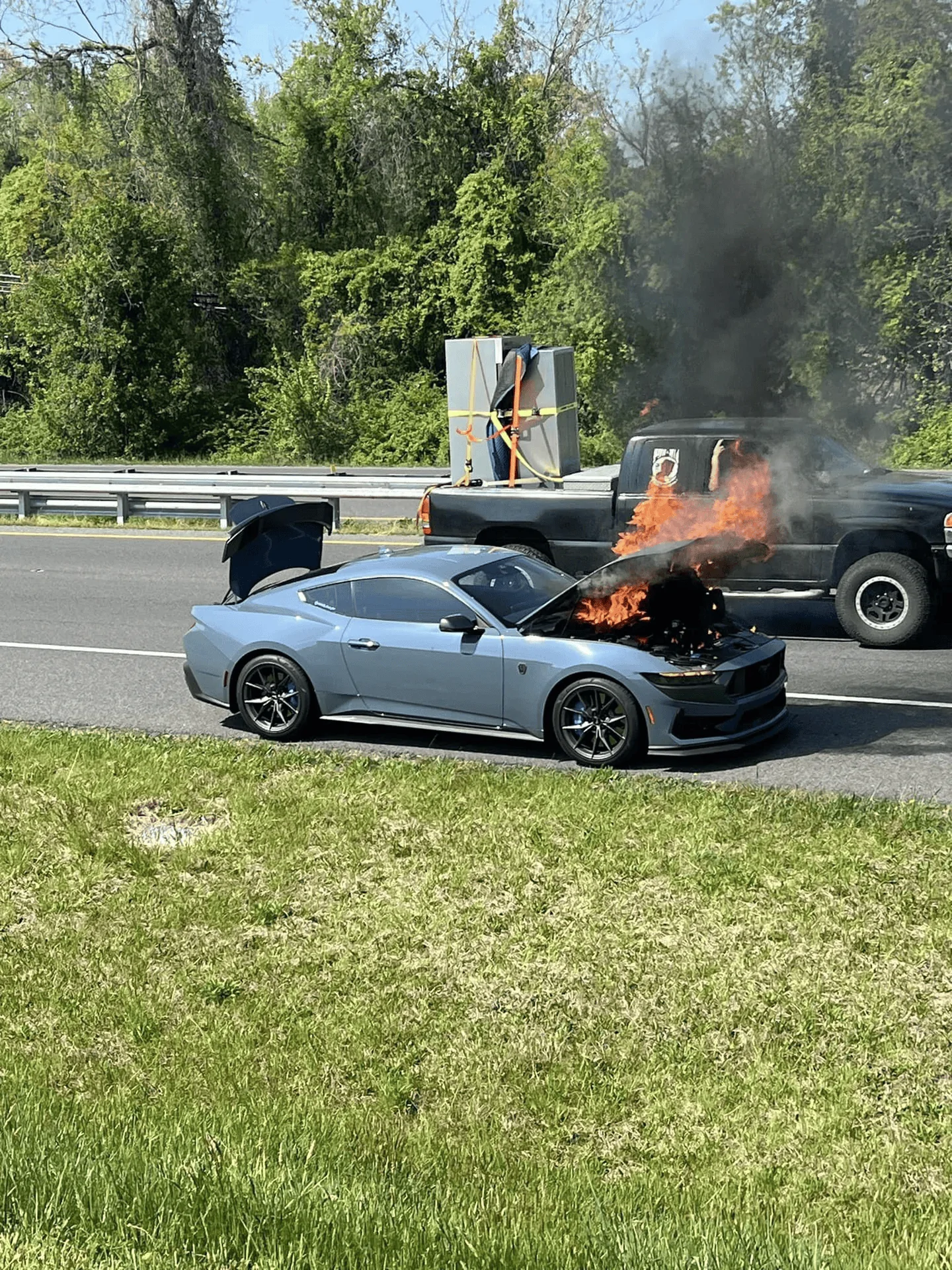 S650 Mustang Dark Horse on fire and burns down (from stuck clutch) 1713484515122-png