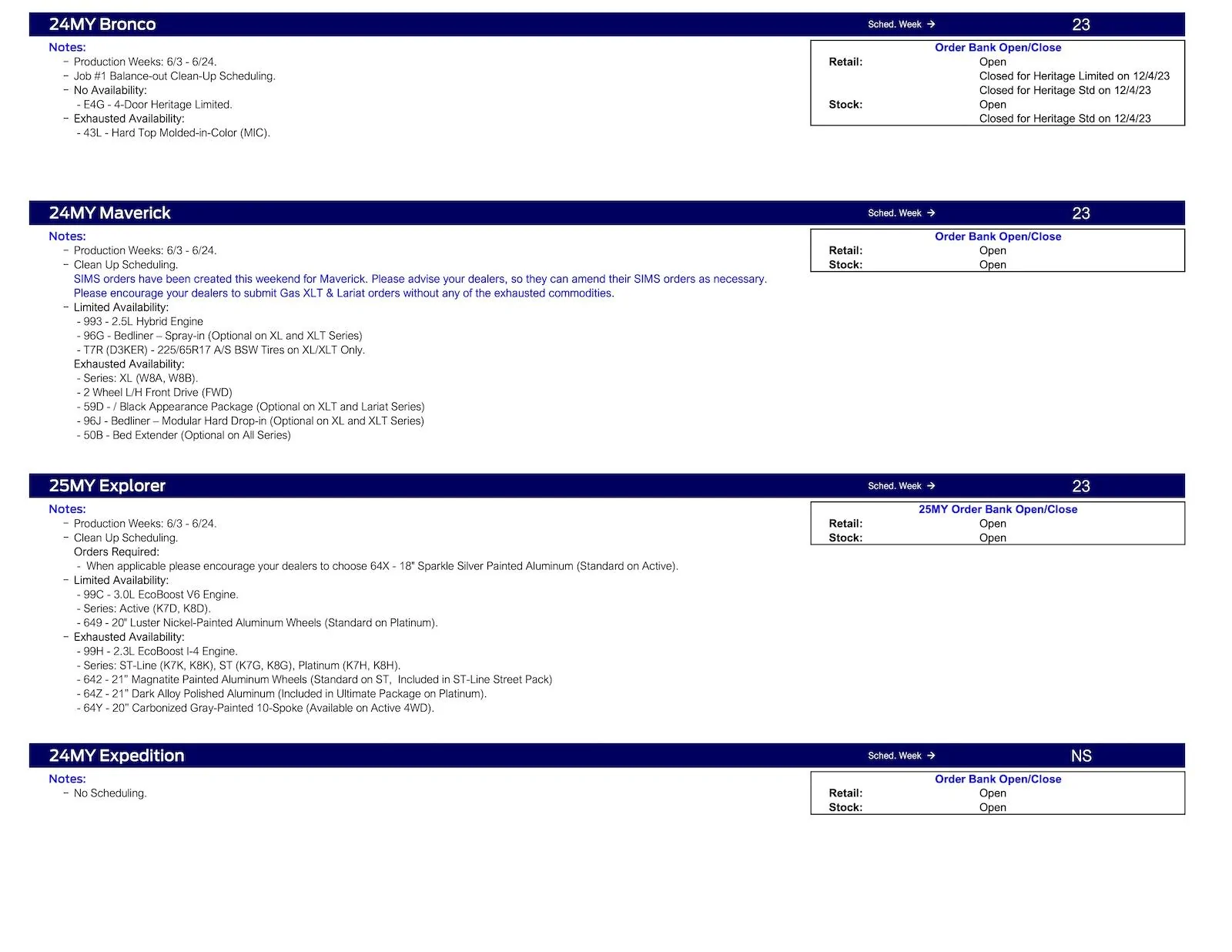 S650 Mustang 2024 Mustang No Scheduling This Week (4/24/25) Ford Scheduling Notes - 4.22.24-2
