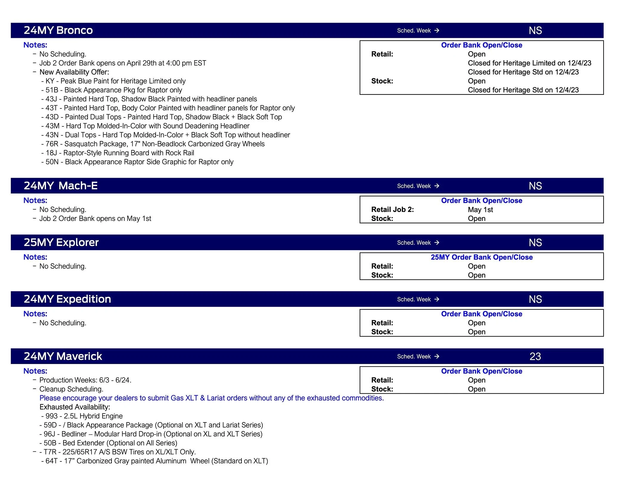 S650 Mustang 2024 Mustang No Scheduling This Week (5/2/24) Ford Scheduling Notes - 4.29.24-2