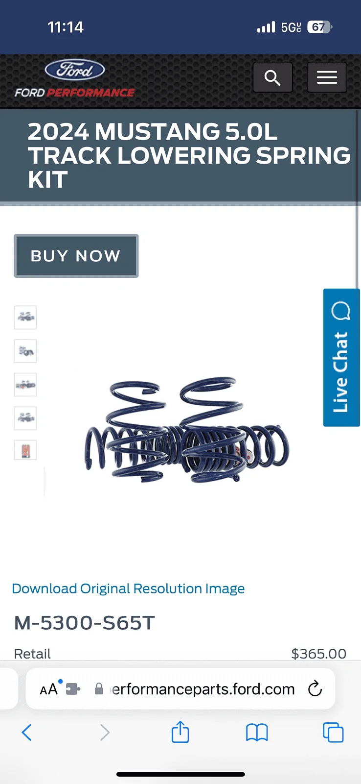 S650 Mustang Ford Performance Track Lowering Springs IMG_6011