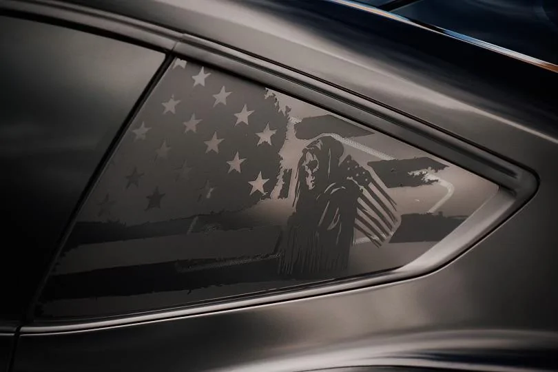 S650 Mustang I put on some war torn American flag quarter window decals today. IMG_2296_polarr