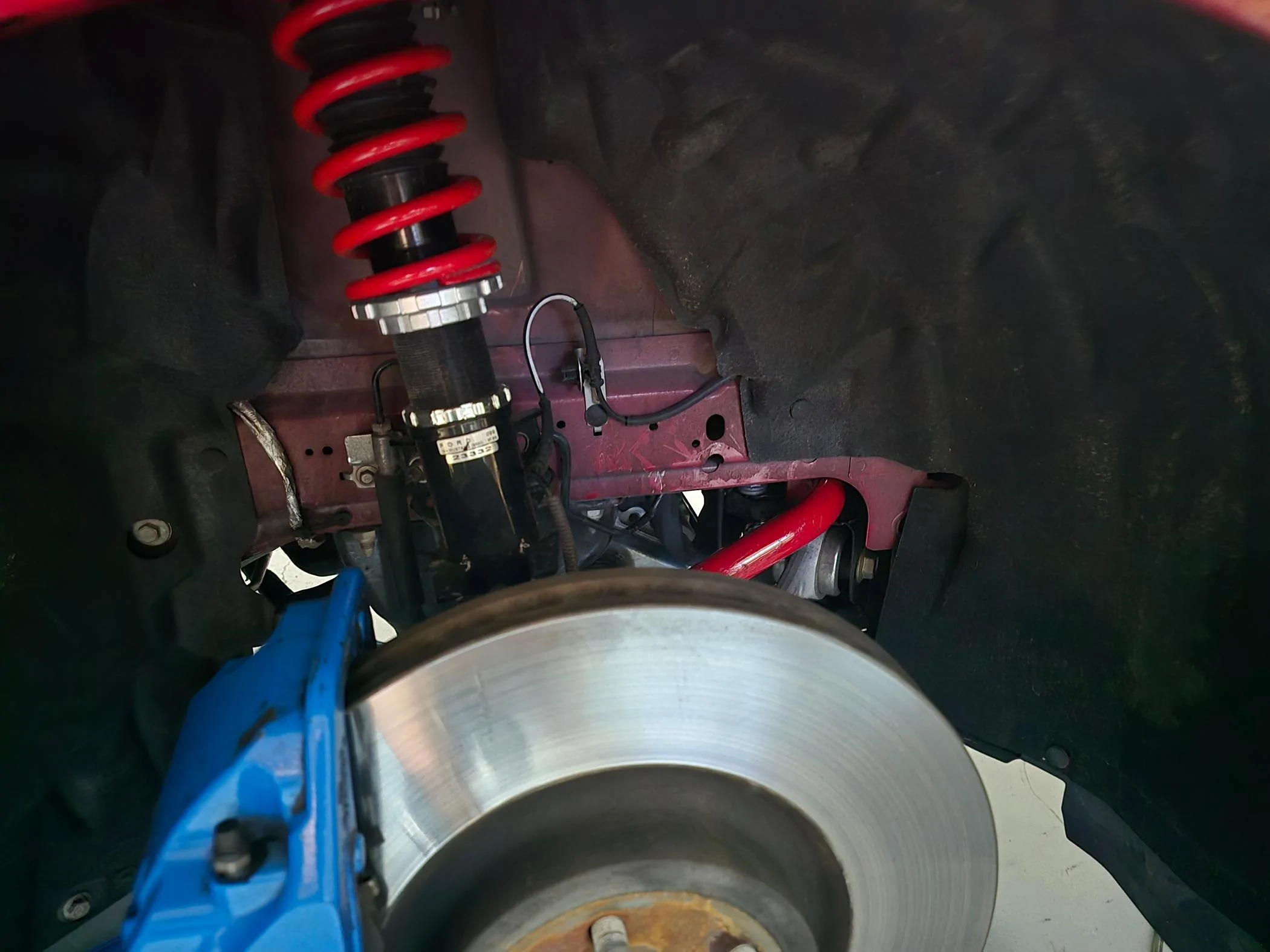 S650 Mustang Pedders extreme coilovers and front, rear sway bars installed 20240507_204430