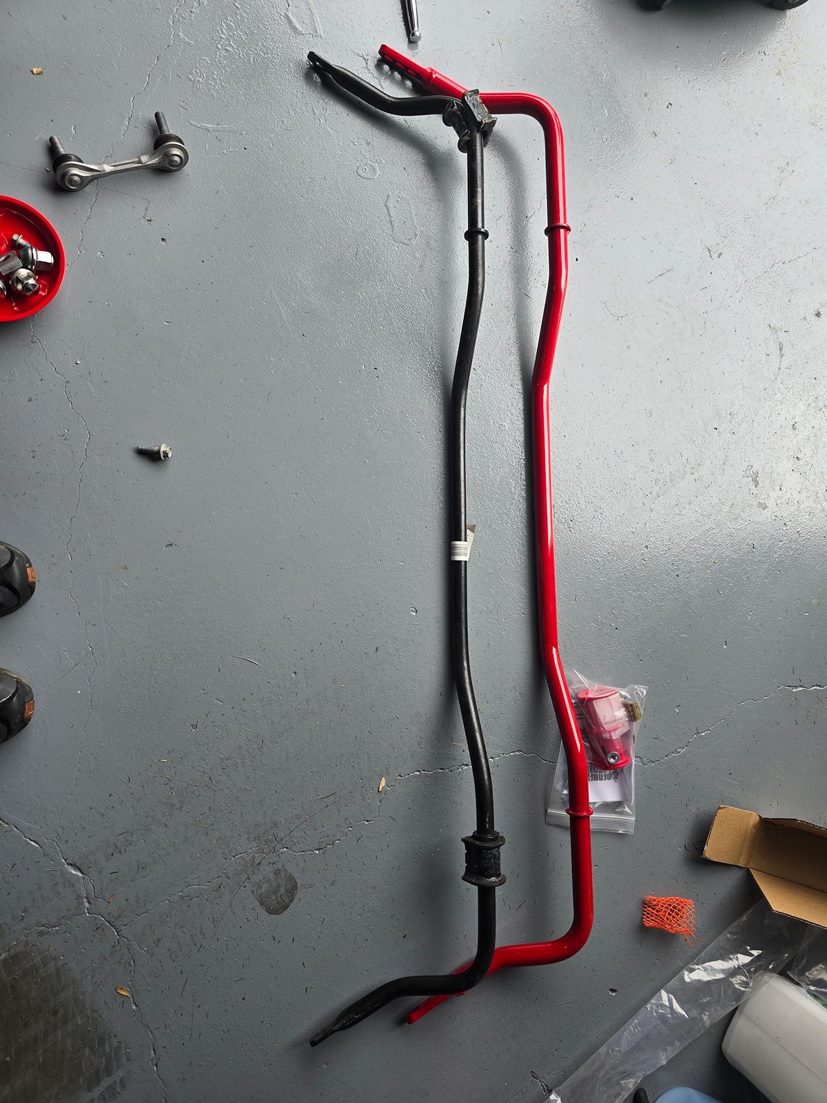 S650 Mustang Pedders extreme coilovers and front, rear sway bars installed 20240503_151445