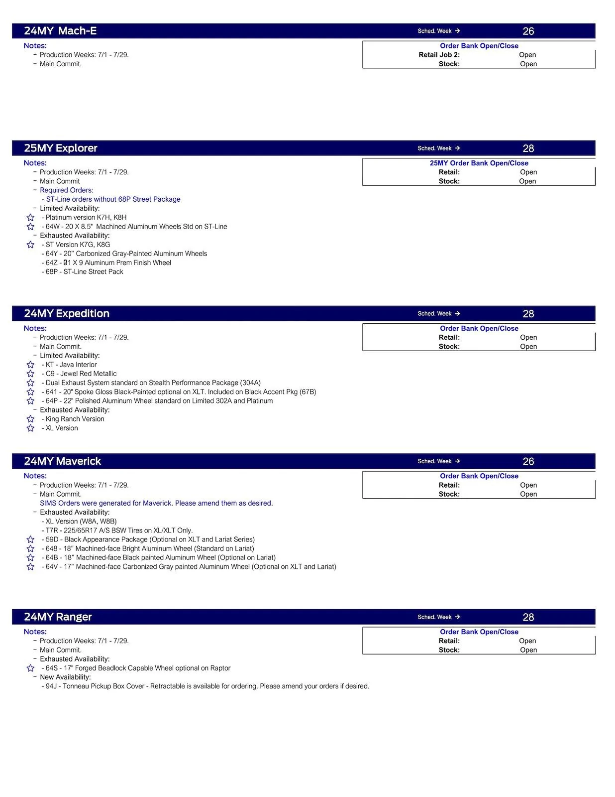 S650 Mustang 2024 Mustang Scheduling This Week (5/23/24) for Production Weeks 7/1 - 7/29 US Ford Scheduling Notes - 5.20.24-2