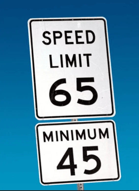 S650 Mustang how do you control yourself from speeding? minimum speed limit sign at DuckDuckGo