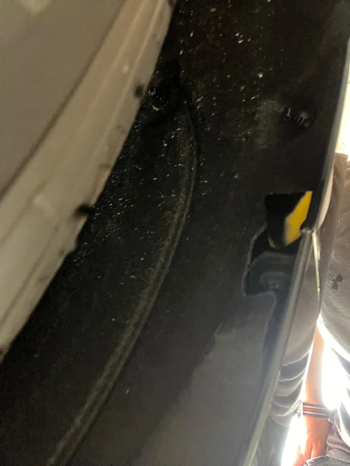 S650 Mustang Tape hanging from under quarter panel IMG_9123