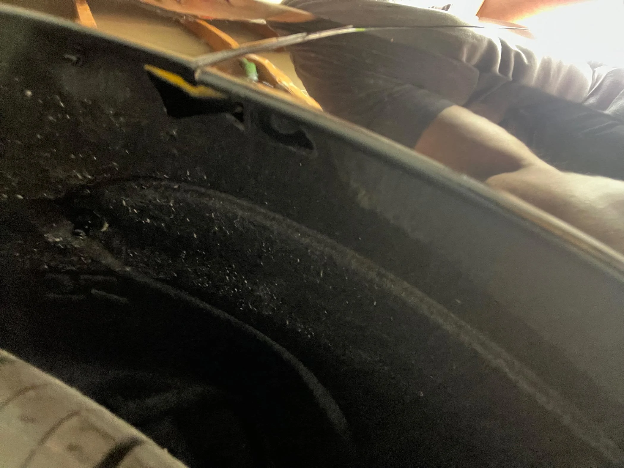 S650 Mustang Tape hanging from under quarter panel IMG_9120