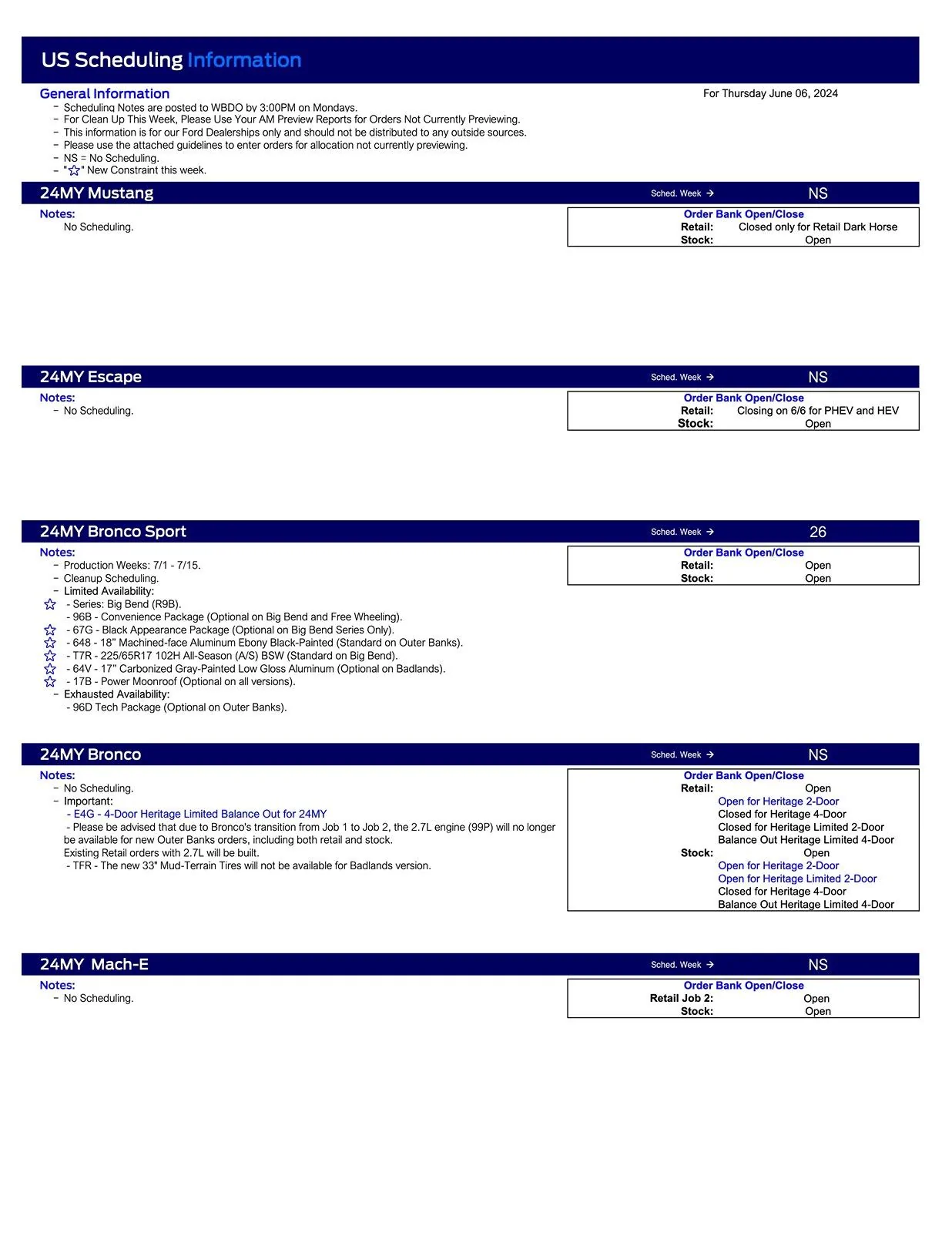 S650 Mustang 2024 Mustang No Scheduling This Week (6/6/24) US Ford Scheduling Notes - 6.3.24-1