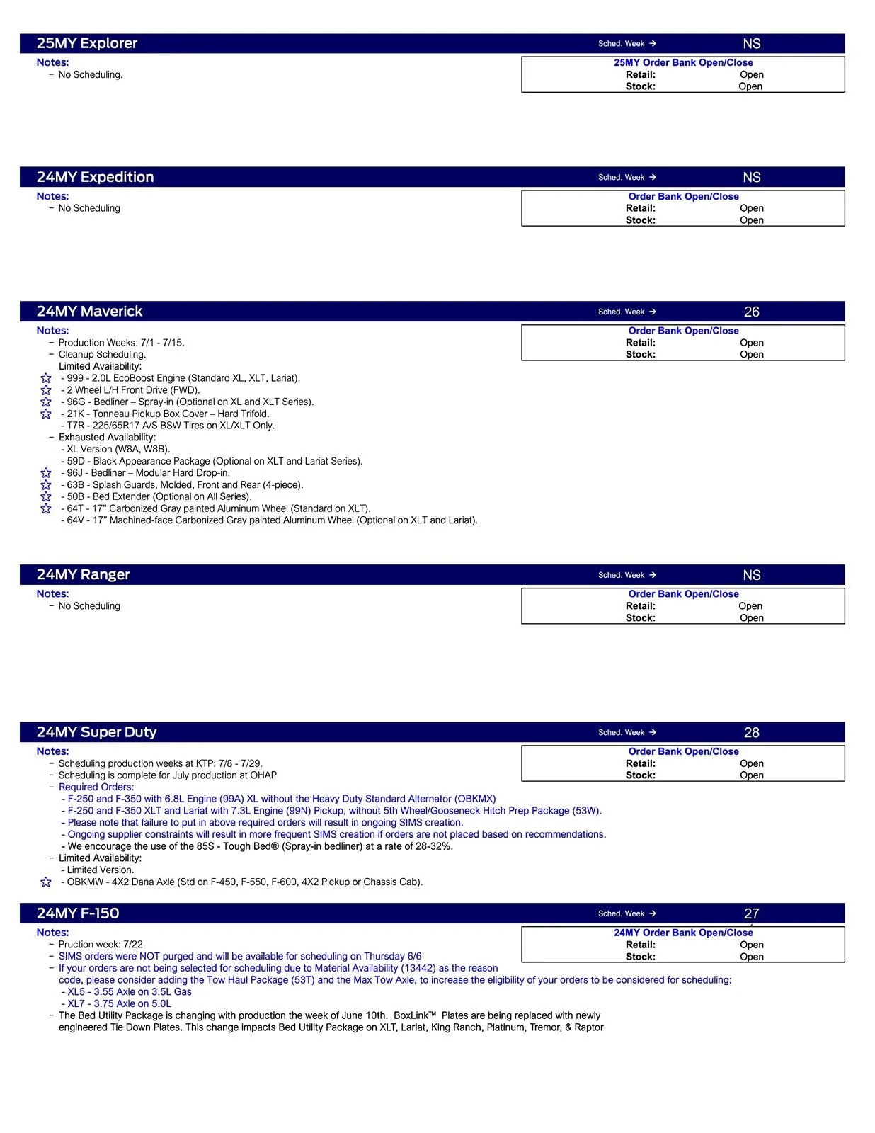 S650 Mustang 2024 Mustang No Scheduling This Week (6/6/24) US Ford Scheduling Notes - 6.3.24-2