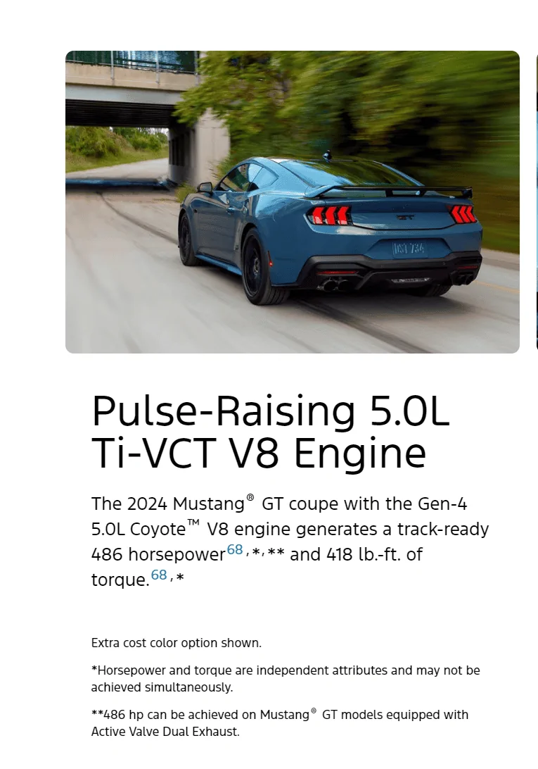 S650 Mustang Could somebody please straighten me out on the 486 hp thing? Screenshot 2024-06-05 093807