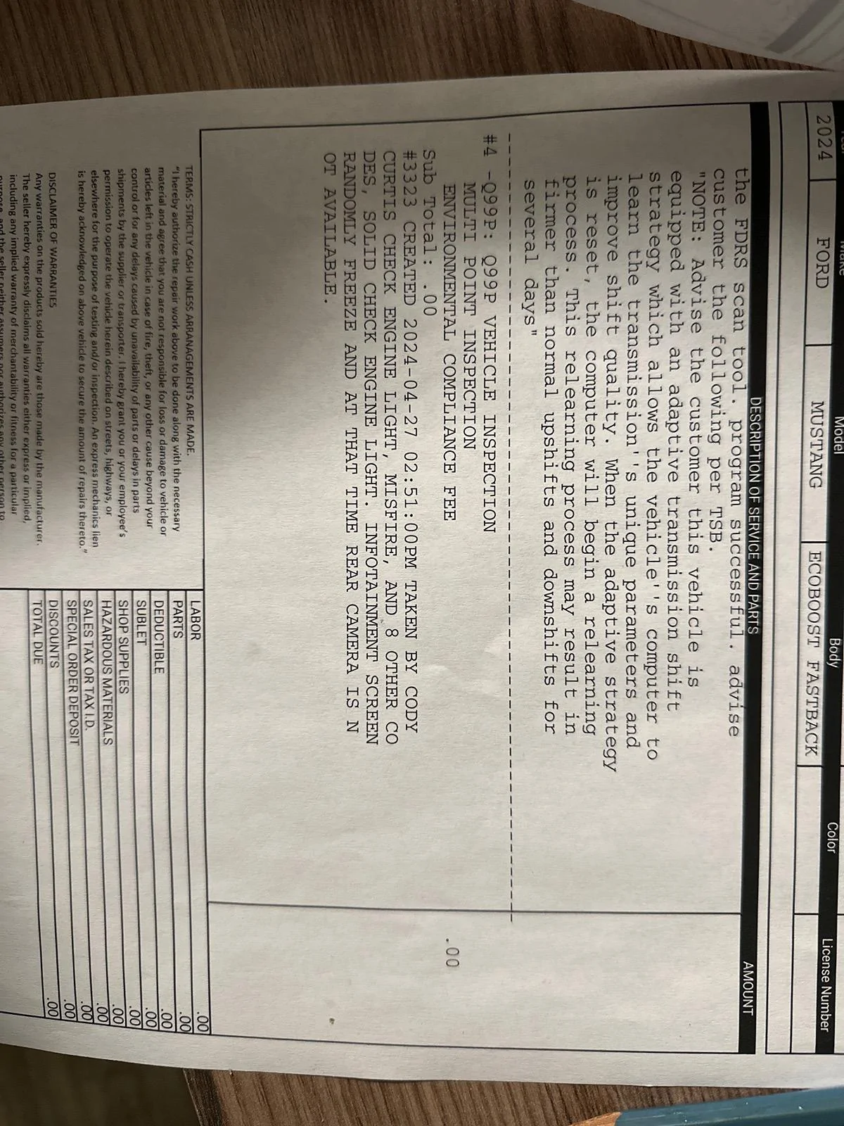 S650 Mustang 2024 - check engine light on at ~6,900 miles imag