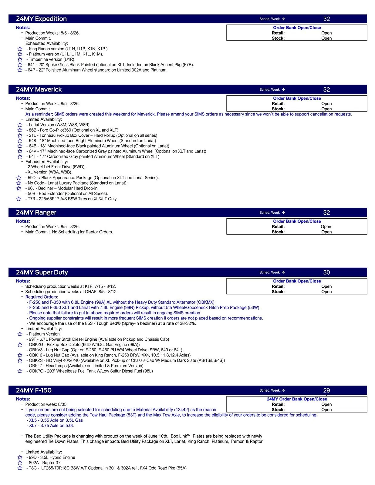 S650 Mustang 2024 Mustang No Scheduling This Week (6/30/24) US Ford Scheduling Notes - 6.17.24-2