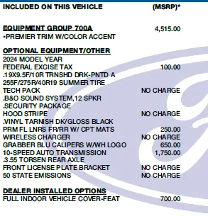 S650 Mustang B&O system specs? DH Sticker