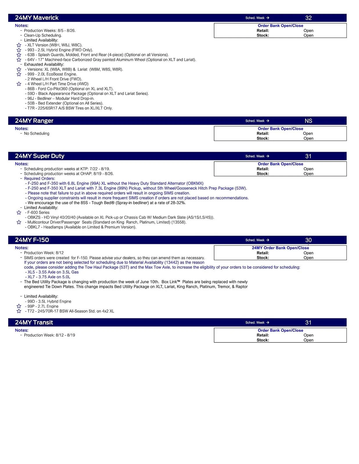 S650 Mustang 2024 Mustang No Scheduling This Week (6/27/24) US Ford Scheduling Notes - 6.24.24-2