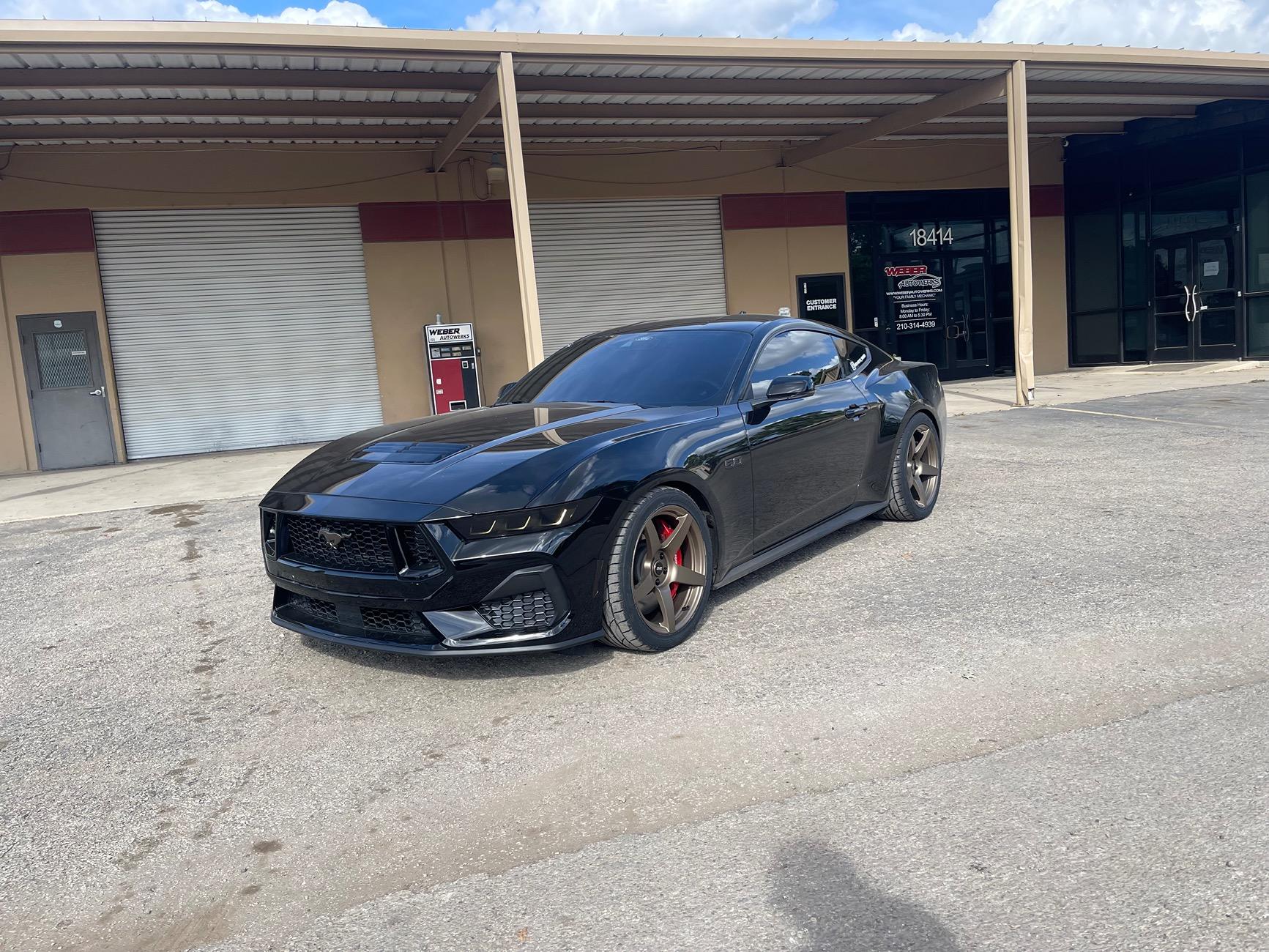 S650 Mustang Bronze SVE R355 wheels + 305/35 rear 285/35 front tires installed IMG_5230
