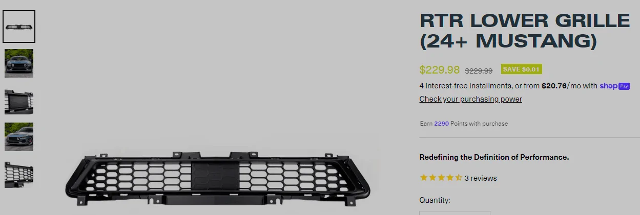 S650 Mustang RTR out of stock RTR Lower Grille (24+ Mustang) - RTR Vehicles - Opera 7_7_2024 9_32_57 PM