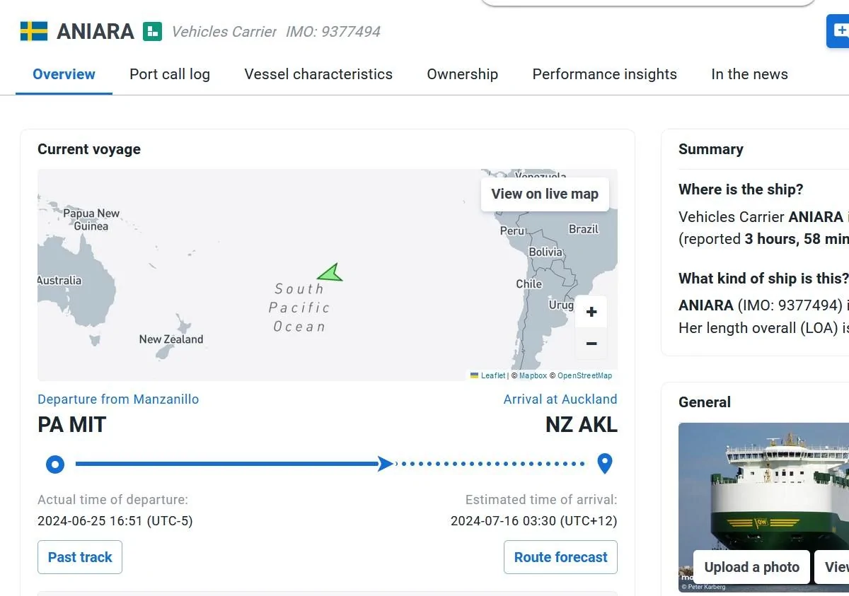 S650 Mustang Tracking your Mustang between Baltimore & Australia Screenshot 2024-07-08 145646