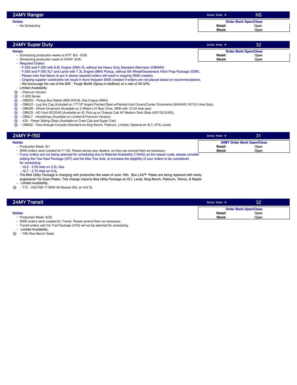 S650 Mustang 2024 Mustang No Scheduling This Week (7/11/24) US Ford Scheduling Notes -  7.8.24-2