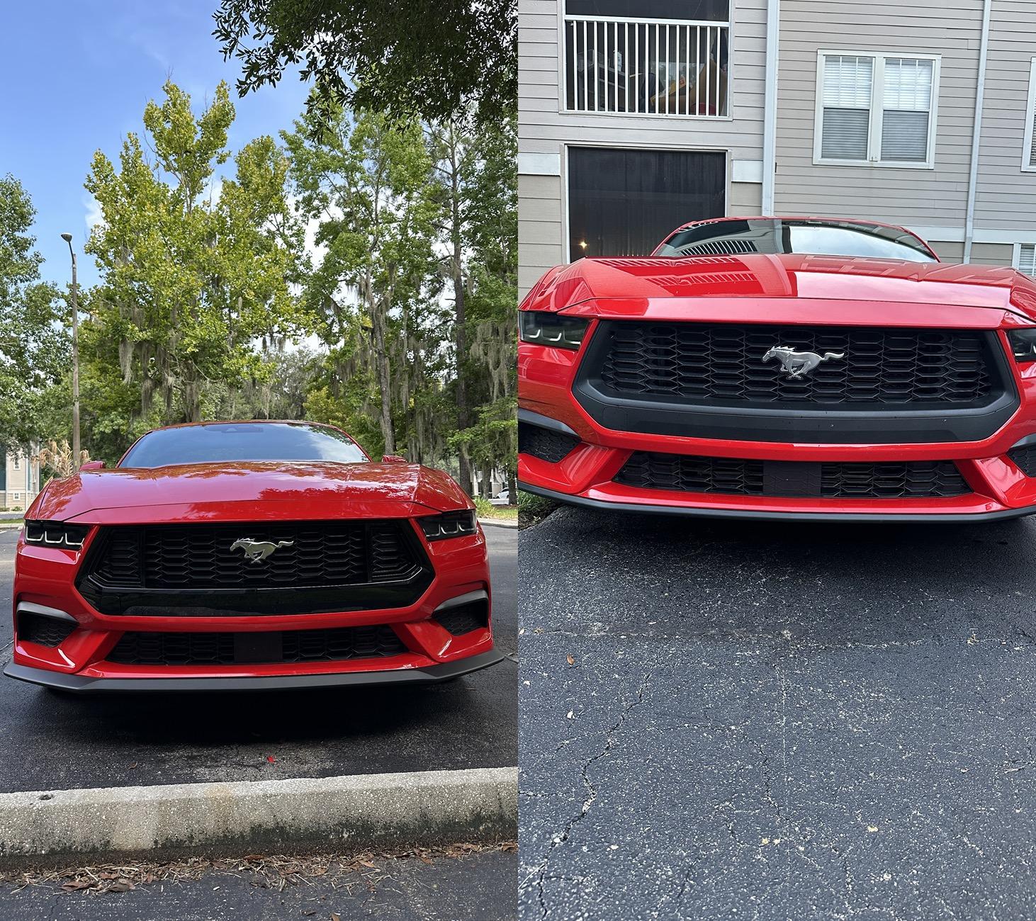 S650 Mustang Transforming the front end of the car, adding air design splitter, GT style grille and hood vent IMG_3458