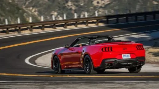 S650 Mustang 2025 GT Review d-Mustang-GT-Convertible-action-rear-three-quarter