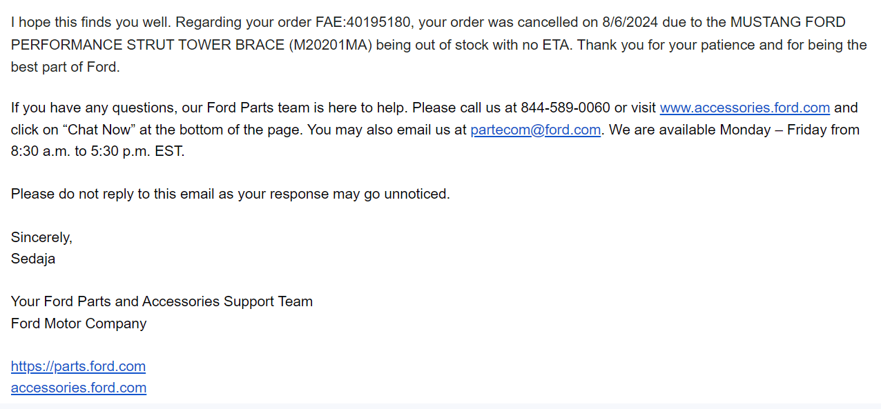 S650 Mustang Ford Performance Strut Tower Brace-How Long Does it take to Ship? 1723816423162-bf