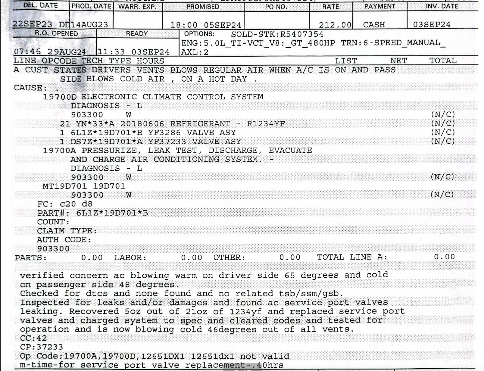 S650 Mustang A/C quit working 1000001767