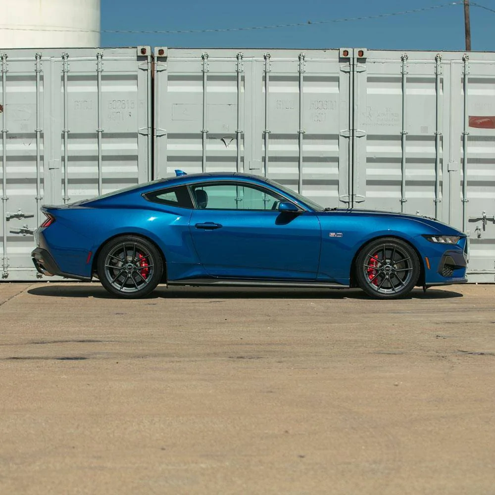 S650 Mustang Titanium Graphite SVE DHP1 Wheels On 2024 Atlas Blue Mustang GT sve-mustang-dhp1-wheel-19x11-titanium-graphite-05-25_afca1486