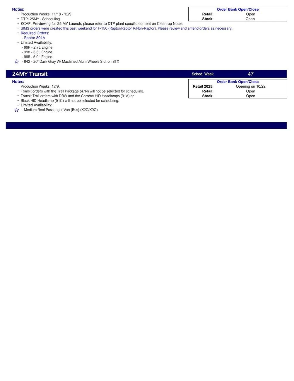 S650 Mustang 2025 Mustang Scheduling This Week (10/24/24) for Production Weeks 12/2 - 12/16 US Ford Scheduling Notes - 10.21.24-3