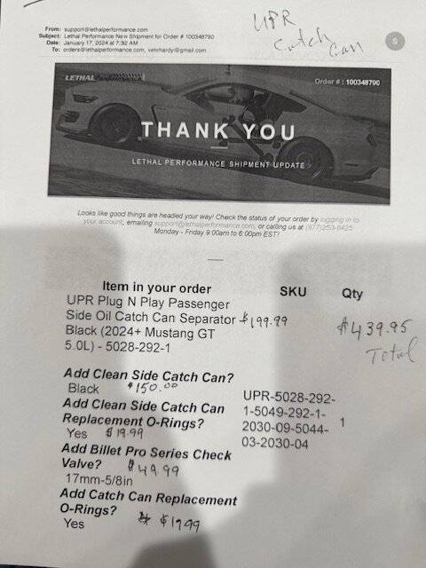 S650 Mustang $200 UPR 2024 GT Hot/Cold Catch Cans IMG_2091