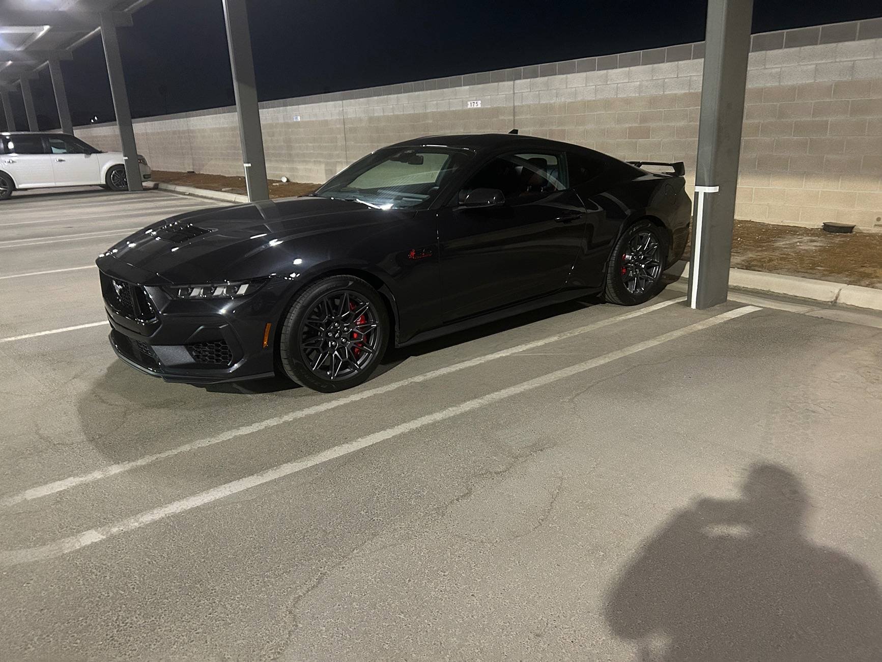 S650 Mustang Photos of Dark Matter Gray And Carbonized Gray GT Performance Package Bodies Matched With Either Carbonized Gray Or Tarnished Dark Aluminum Wheels IMG_2902