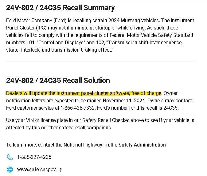 S650 Mustang Australia - 24C35 S650 Recall and Service Action Lookup 1730955767764-v2